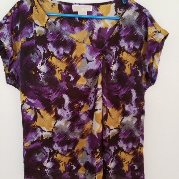 Michael Kors Ladies Blouse With Purple Multiflora Print - Picture 1 of 3